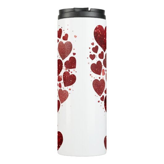 Rote Herzen große Liebe Valentinstag Thermosbecher (Rückseite)