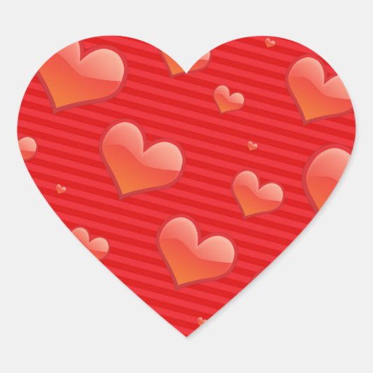 Rote Herzen Herz-Aufkleber (Vorderseite)