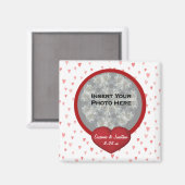 Rote-Herzen-Hochzeitsfoto Magnet (Vorderseite/Rückseite)