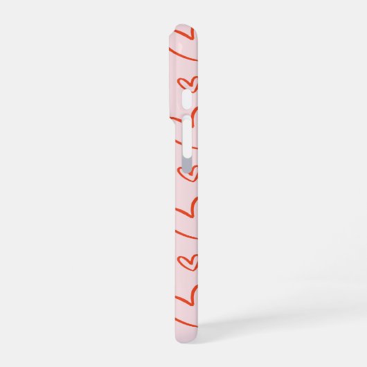 Rote Herzen im rosa Hintergrund mit Namen Initial iPhone Hülle (Linke Seite)