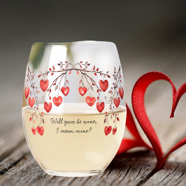 Rote Herzen in Aquarellen werden Sie zu den Weinen Weinglas Ohne Stiel