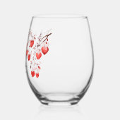 Rote Herzen in Aquarellen werden Sie zu den Weinen Weinglas Ohne Stiel (Links)