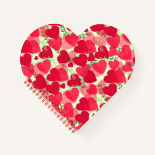 Rote Herzen in Bloom Notizblock