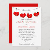 Rote Herzen in der Liebe Hochzeitsreise Einladung (Vorne/Hinten)