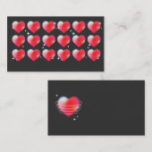 Rote Herzen in einer Reihe, herrlicher romantische Visitenkarte (Vorne/Hinten)