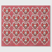 Rote Herzen in Knochen mit Skullen im Zentrum Geschenkpapier (Flach)