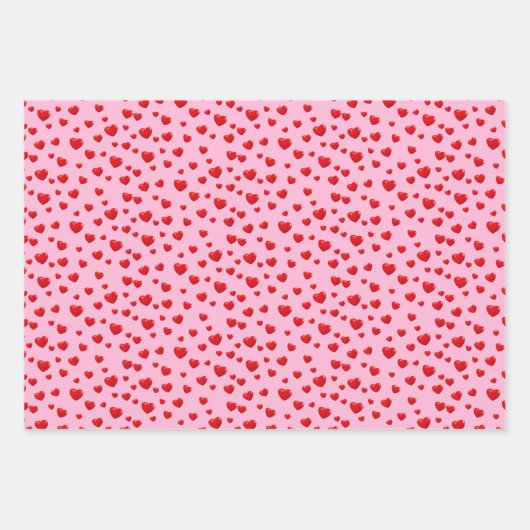 Rote Herzen in Rosa Geschenkpapier Set (Vorderseite 2)