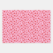 Rote Herzen in Rosa Geschenkpapier Set (Vorderseite)