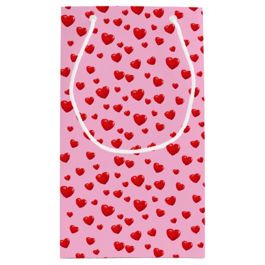 Rote Herzen in Rosa Kleine Geschenktüte (Rückseite)