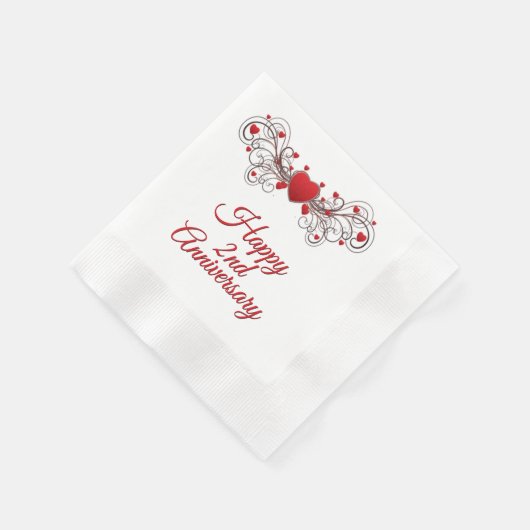 Rote Herzen jedes Jubiläums Serviette (Ecke)