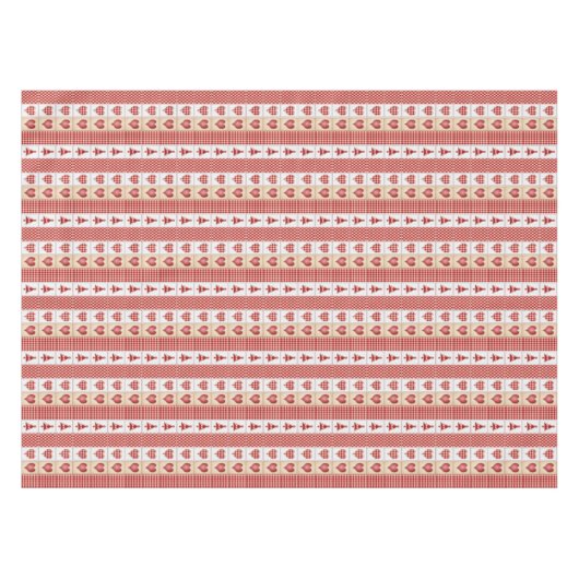 Rote Herzen, Karo, Weihnachtsbaumen Land Tischdecke (Vorderseite (Horizontal))