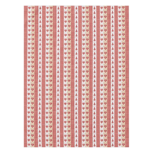 Rote Herzen, Karo, Weihnachtsbaumen Land Tischdecke (Vorderseite)