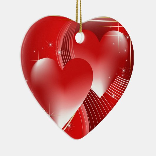 Rote Herzen Keramik Ornament (Rechts)