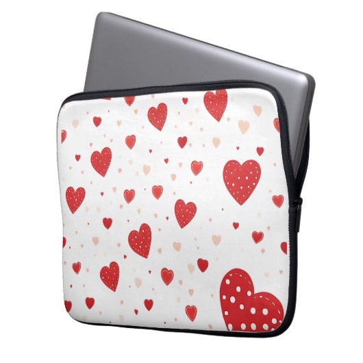 rote Herzen Laptopschutzhülle (Vorderseite Links)