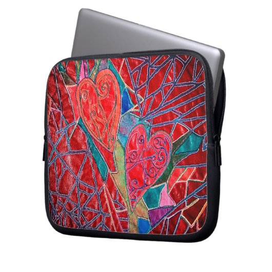 Rote Herzen Laptopschutzhülle (Vorderseite Links)