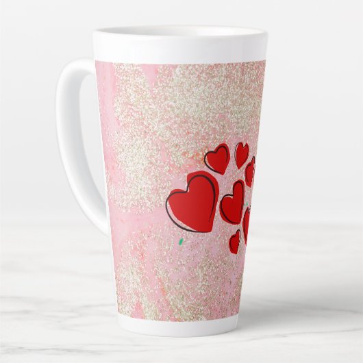 Rote Herzen Latte Tasse (Linke Ecke)