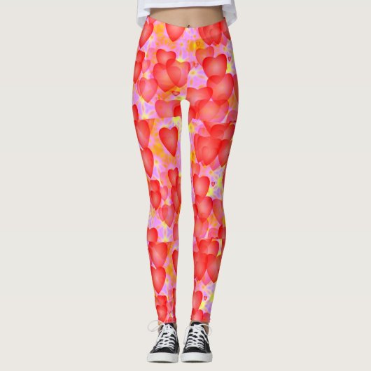 Rote Herzen Leggings (Vorderseite)