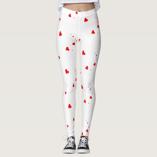 Rote Herzen Leggings (Vorderseite)
