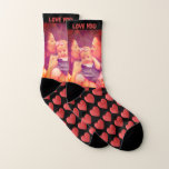 Rote Herzen Liebe Foto Socken<br><div class="desc">Cooles personalisiertes Bild x1 oder X4 mit Herz und Text. Bearbeiten von Text,  Foto-Filter und Hintergrundfarbe.</div>