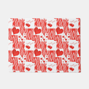 Rote Herzen, Liebe. Fußmatte