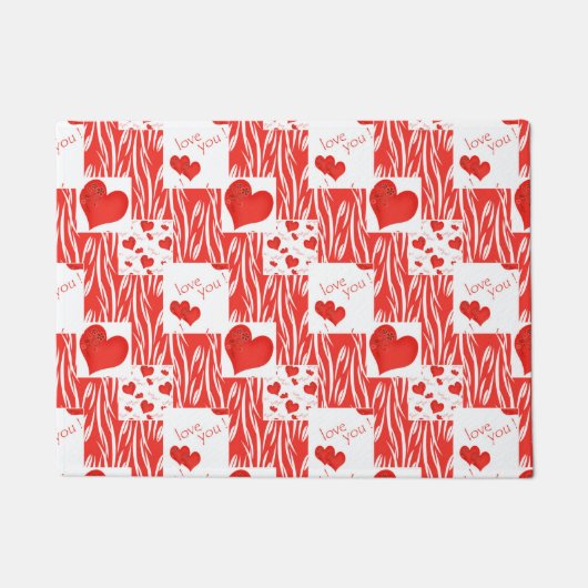 Rote Herzen, Liebe. Fußmatte (Vorderseite)