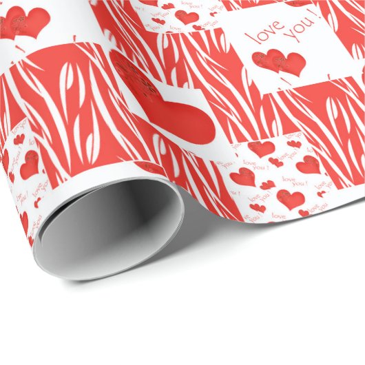 Rote Herzen, Liebe. Geschenkpapier (Rolleneckpunkt)