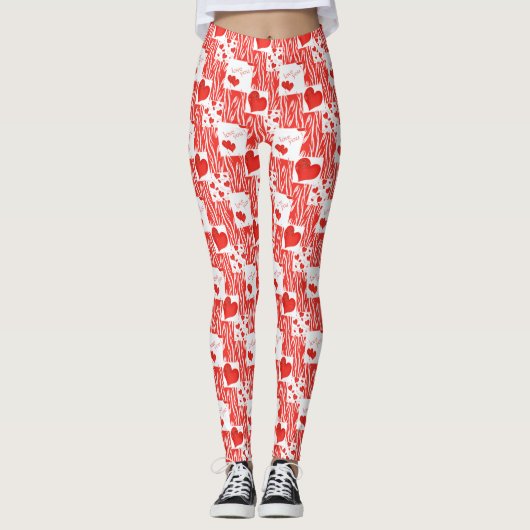 Rote Herzen, Liebe. Leggings (Vorderseite)