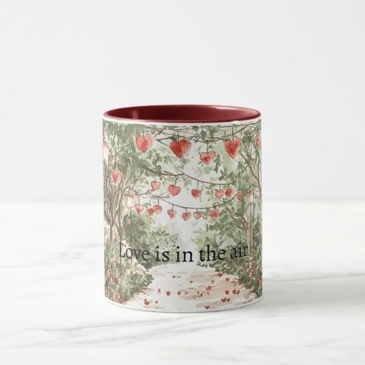Rote Herzen Liebe liegt in der Luft Tasse (Zentrum)