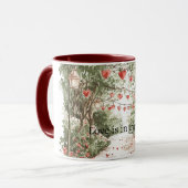 Rote Herzen Liebe liegt in der Luft Tasse (Vorderseite Links)