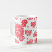 Rote Herzen Liebe Mehr Valentine Kaffee Tasse (Vorderseite Links)