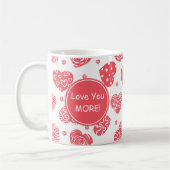 Rote Herzen Liebe Mehr Valentine Kaffee Tasse (Links)