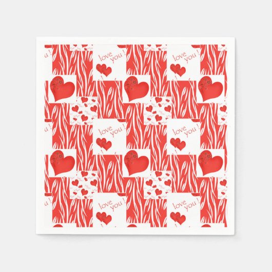 Rote Herzen, Liebe. Serviette (Vorderseite)
