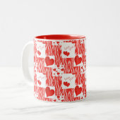 Rote Herzen, Liebe. Zweifarbige Tasse (Vorderseite Links)