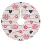 Rote Herzen, Lippen, Gänsehaut. Polyester Weihnachtsbaumdecke (Vorderseite)