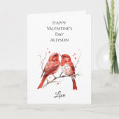 Rote Herzen Love Birds Karte (Vorderseite)