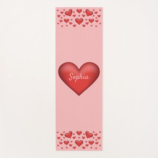 Rote Herzen mit benutzerdefiniertem Text Yogamatte (Vorderseite)