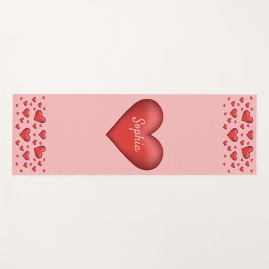 Rote Herzen mit benutzerdefiniertem Text Yogamatte (Vorderseite (Horizontal))