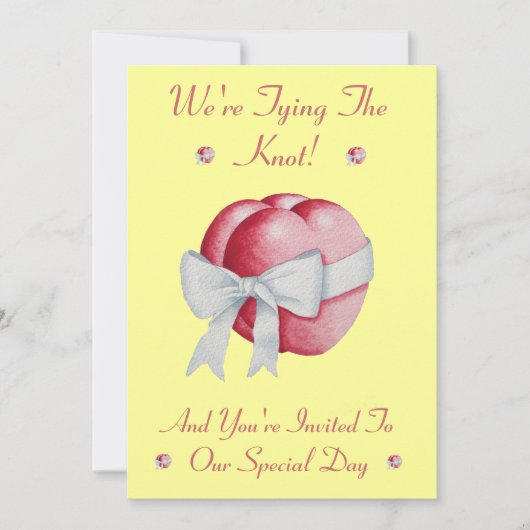 rote Herzen mit hübschem weißem Bogen für die Hoch Einladung (Vorderseite)