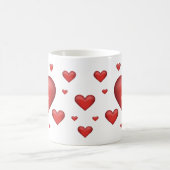 Rote Herzen mit individuellem Namen Kaffeetasse (Mittel)