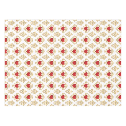 Rote Herzen mit Krone Tischdecke (Vorderseite (Horizontal))