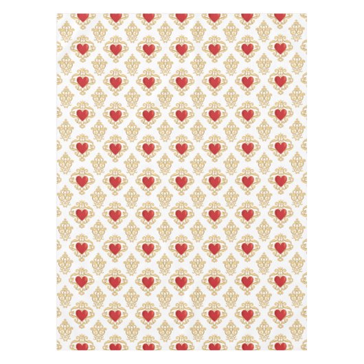 Rote Herzen mit Krone Tischdecke (Vorderseite)