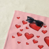 Rote Herzen mit personalisierbarem Text Strandtuch (Beispiel)