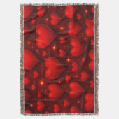 Rote Herzen mit Sternen Muster Decke (Vorderseite Vertikal)