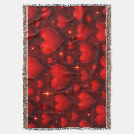 Rote Herzen mit Sternen Muster Decke (Vorderseite Vertikal)