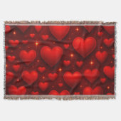 Rote Herzen mit Sternen Muster Decke (Vorderseite)