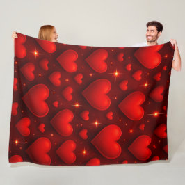 Rote Herzen mit Sternen Muster Fleecedecke