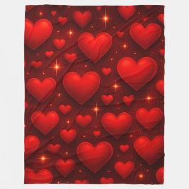 Rote Herzen mit Sternen Muster Fleecedecke