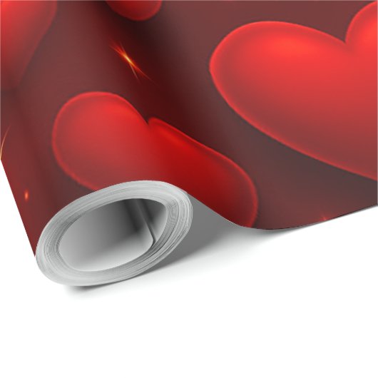 Rote Herzen mit Sternen Muster Geschenkpapier (Rolleneckpunkt)