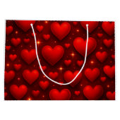 Rote Herzen mit Sternen Muster Große Geschenktüte (Rückseite)