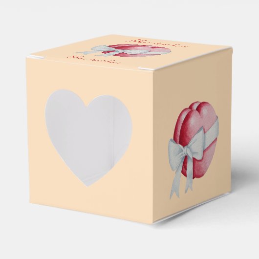 rote Herzen mit weißem Band für Hochzeiten gebunde Geschenkschachtel (Vorderseite)